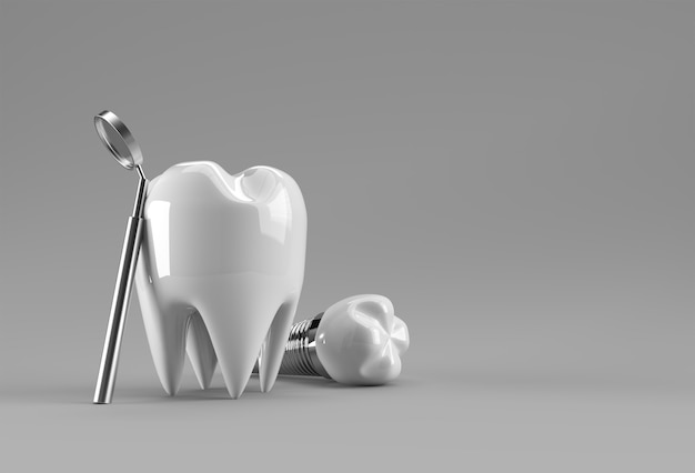 Modelo dental de diente premolar 3D Rendering.