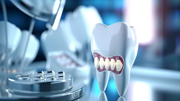 El modelo de los dientes revela la estructura nerviosa interna para la educación dental