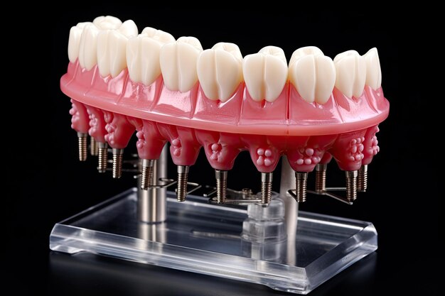 Modelo de dientes sobre un fondo negro