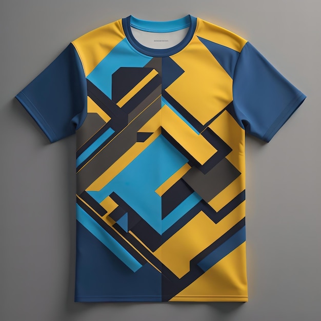 Modelo de diseño de camiseta colorida con forma geométrica