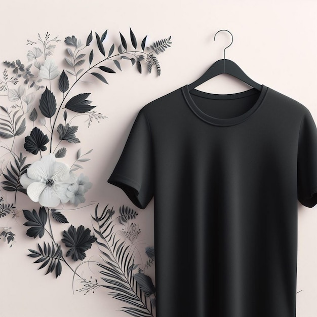 Modelo de diseño de camiseta negra en blanco para publicidad Hombres con mangas cortas aisladas