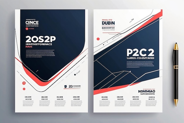 Modelo de diseño de conferencias de negocios modernas abstractas con líneas Diseño mínimo de volante Vector 20222023