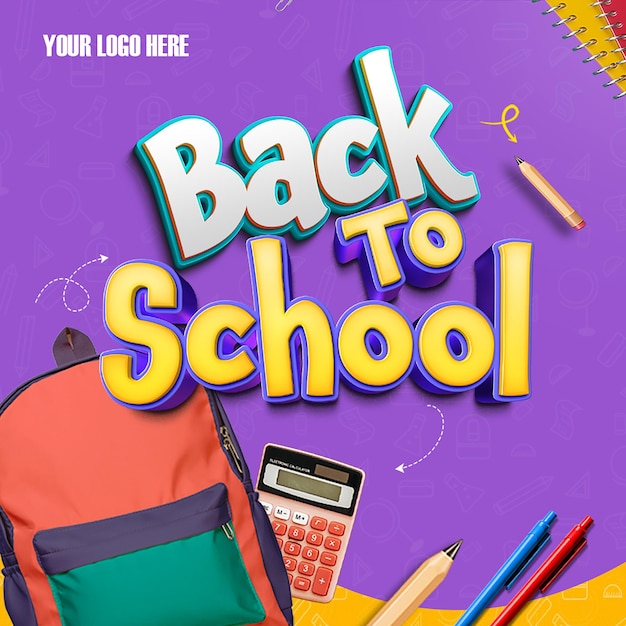 Modelo de diseño de pancartas de redes sociales de regreso a la escuela