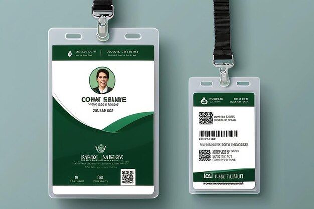 Modelo de diseño de tarjeta de identificación verde simple y limpio