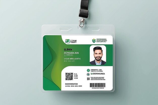 Modelo de diseño de tarjeta de identificación verde simple y limpio