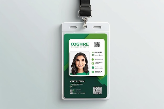 Modelo de diseño de tarjeta de identificación verde simple y limpio