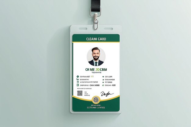 Modelo de diseño de tarjeta de identificación verde simple y limpio