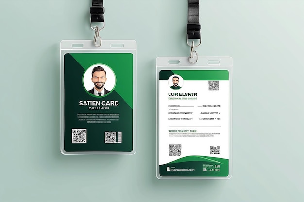 Modelo de diseño de tarjeta de identificación verde simple y limpio