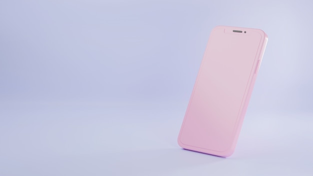 Modelo dorado de smartphone simulacro de color rosa Ilustración de renderizado 3D de teléfono móvil mínimo