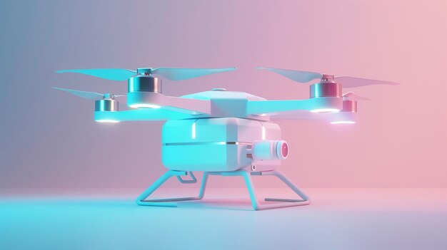 un modelo de un dron con un fondo azul y rosa