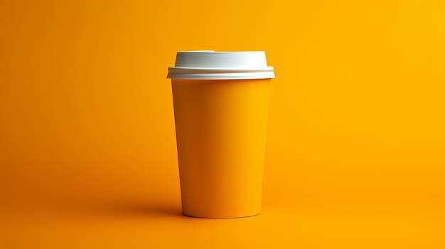 Modelo elegante e elegante de uma xícara de café em uma cor vibrante isolada em um fundo sólido