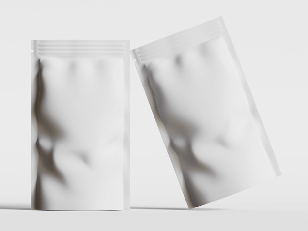 Modelo de embalaje de bolsa de plástico o bolsa de bolsa en blanco aislado sobre fondo blanco