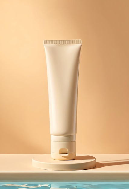 modelo de embalaje de tubos cosméticos en blanco beige