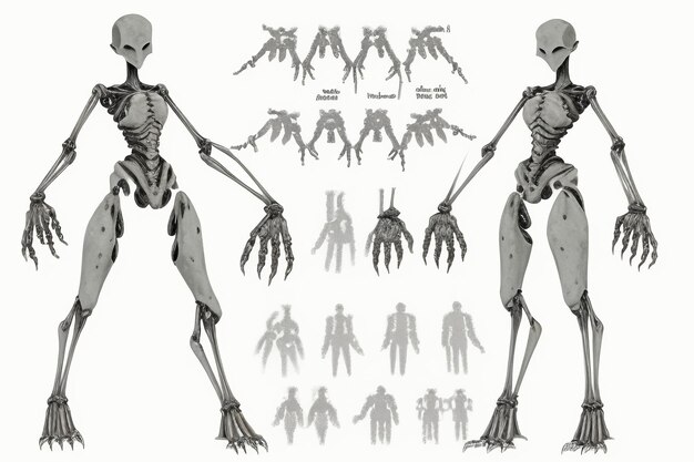 Foto modelo de esqueleto humano de investigación médica espécimen modelo de esqueleto de anatomía del cuerpo humano