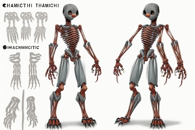 Foto modelo de esqueleto humano de investigación médica espécimen modelo de esqueleto de anatomía del cuerpo humano