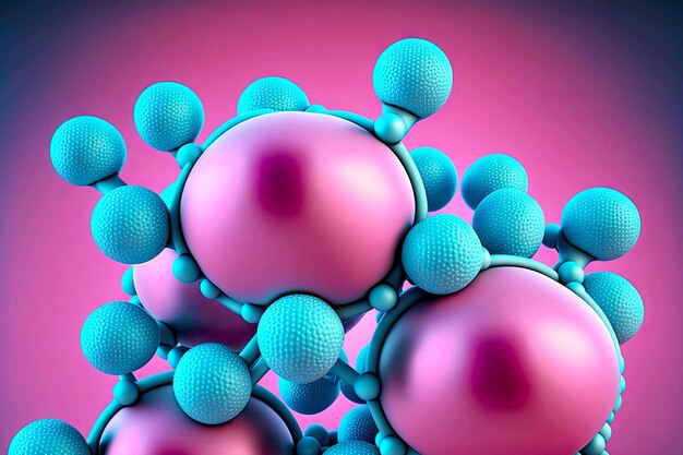 Modelo de estructura química molécula primer plano de esferas y compuestos