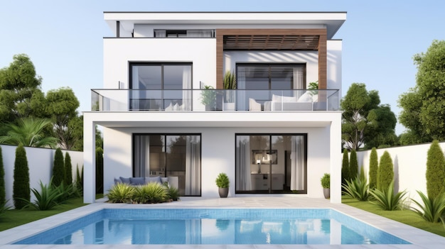 Modelo exterior de casa de luxo moderno, ativo de investimentos imobiliários para aquisição de casa própria