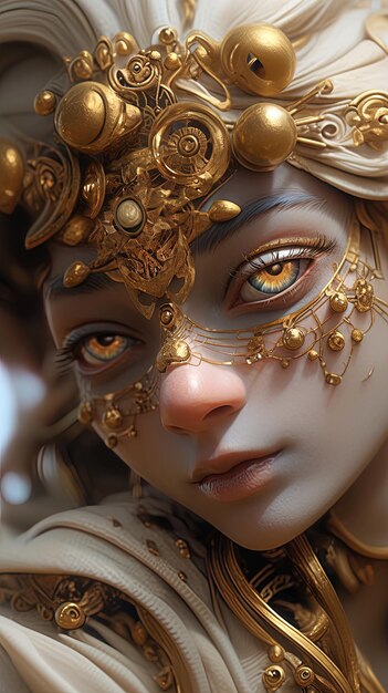un modelo femenino con ojos dorados y ojos dorados