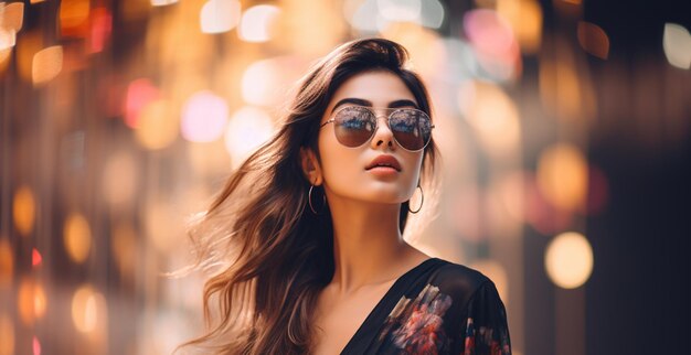 Modelo femenino del sur de Asia con gafas de sol