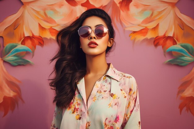 Modelo femenino del sur de Asia con gafas de sol.