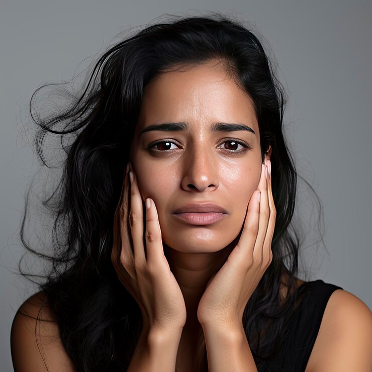 Foto modelo feminino indiano com problemas de pele