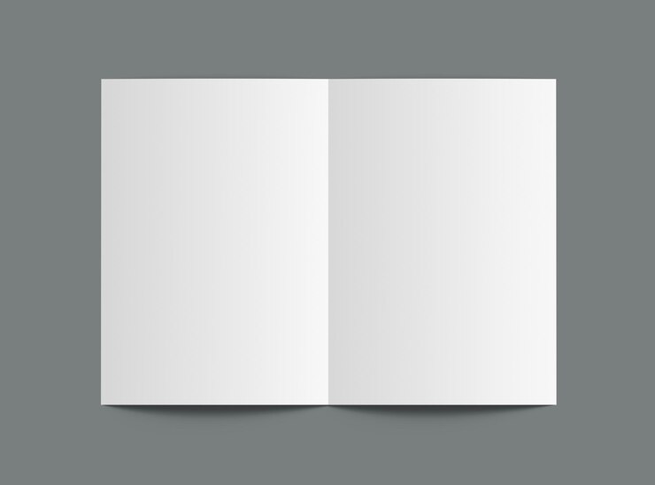 Modelo de folleto de media hoja A4 personalizable para presentar su diseño en 3D