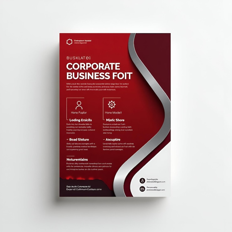 Foto modelo de folleto de negocios moderno color rojo y blanco