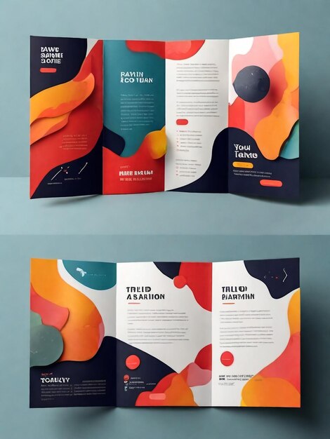 Foto modelo de folleto trifold de negocios corporativos diseño vectorial de folleto trífold moderno, creativo y profesional diseño de promoción simple y minimalista con color azul