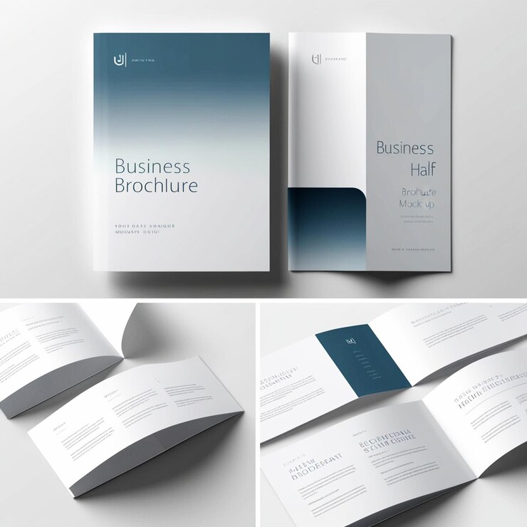 Modelo de folleto trifold En primer plano Diseño de mockup de brochura trifold Modelo de brochure trifold o mockup