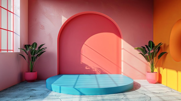 Modelo de fondo abstracto de geometría de escena forma de podio para la exhibición de productos