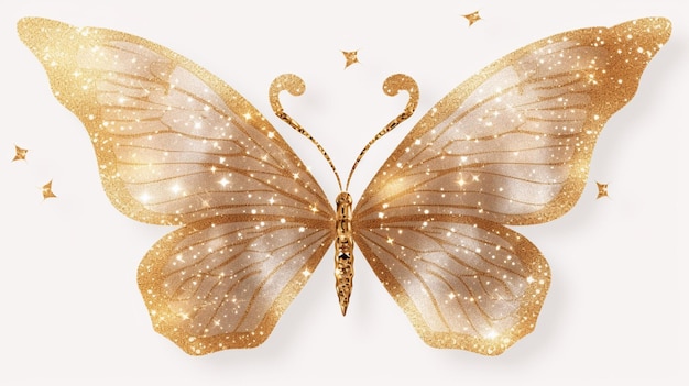 Modelo de fondo aislado de brillo dorado de mariposa