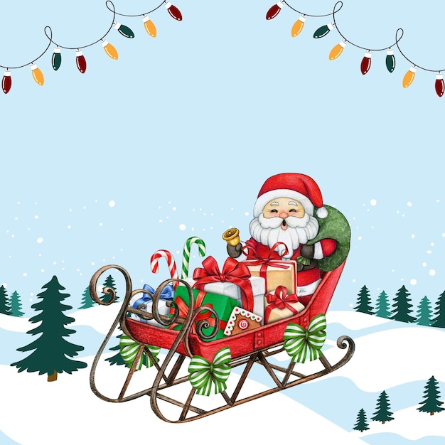 Modelo de fondo de diseño de cartel de Navidad en HD con Santa Claus