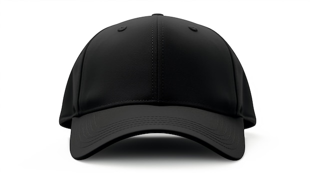 Modelo de gorra de béisbol negra en blanco para comercio electrónico Impresión de gorra de vista delantera de alta calidad bajo demanda