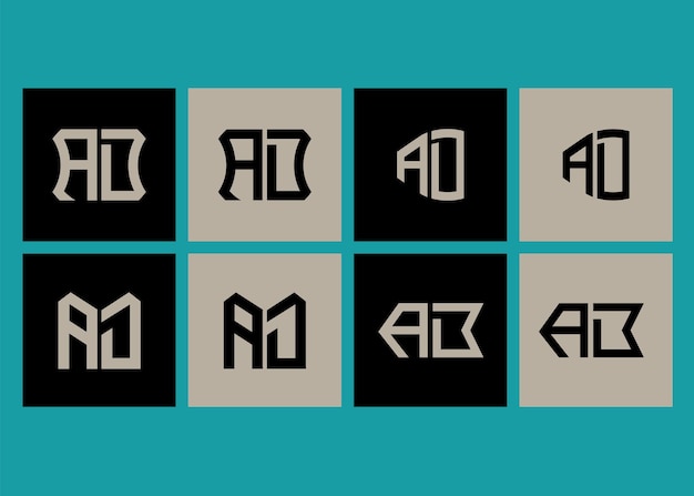 Modelo de icona vectorial de diseño inicial del conjunto de logotipos modernos de AD