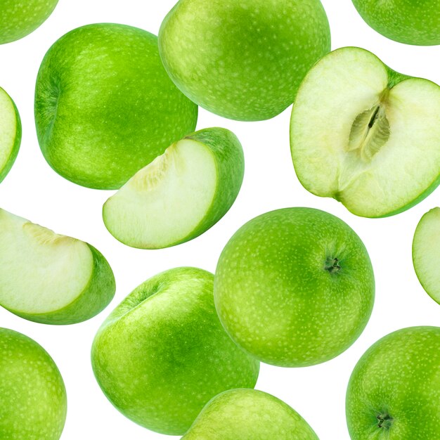 Modelo inconsútil de las manzanas verdes aislado en blanco