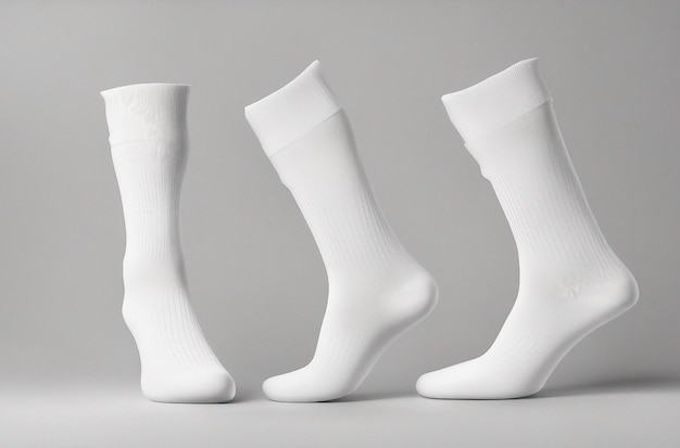 Modelo isolado de meias brancas em fundo branco