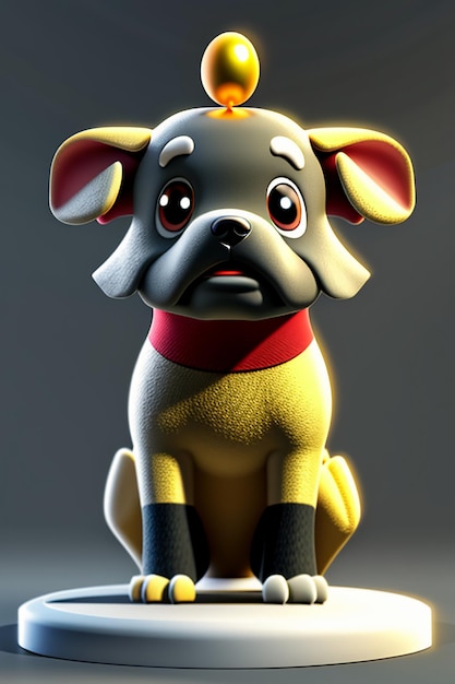 Modelo de juguete de figura de perro lindo diseño de producto de estilo de animación de dibujos animados en 3D