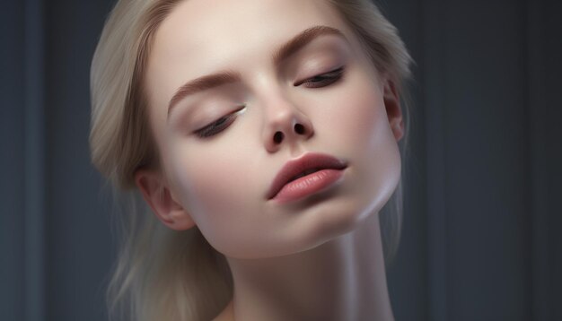 un modelo con un labio rojo y un labio blanco