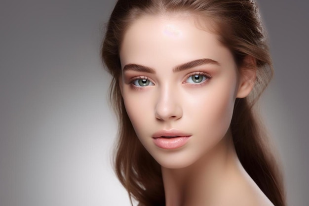 un modelo con un labio rosa y una camisa blanca