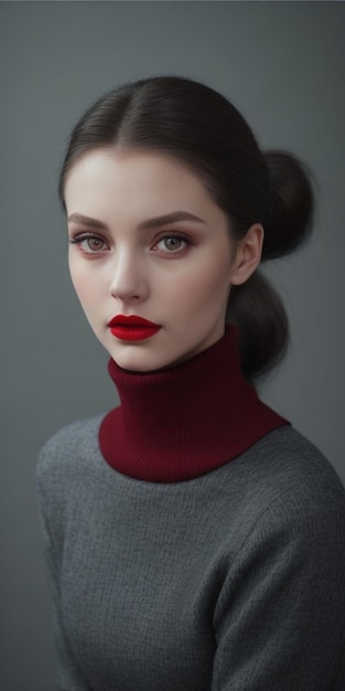 Una modelo con labios rojos y un labio rojo.