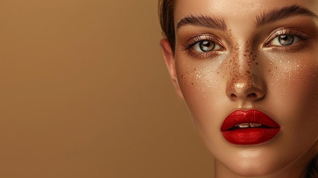 una modelo con labios rojos