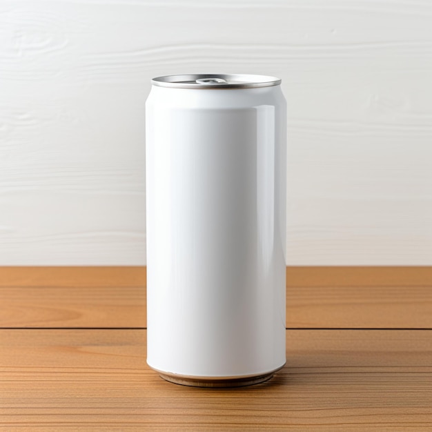 Foto modelo de lata de cerveza de aluminio de color blanco