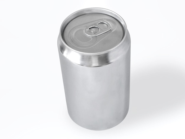 Modelo de lata de refresco energético aislado en gris claro
