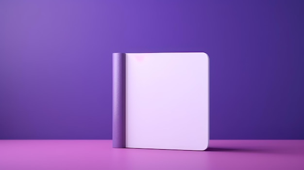 Modelo de libro en blanco aislado en fondo púrpura