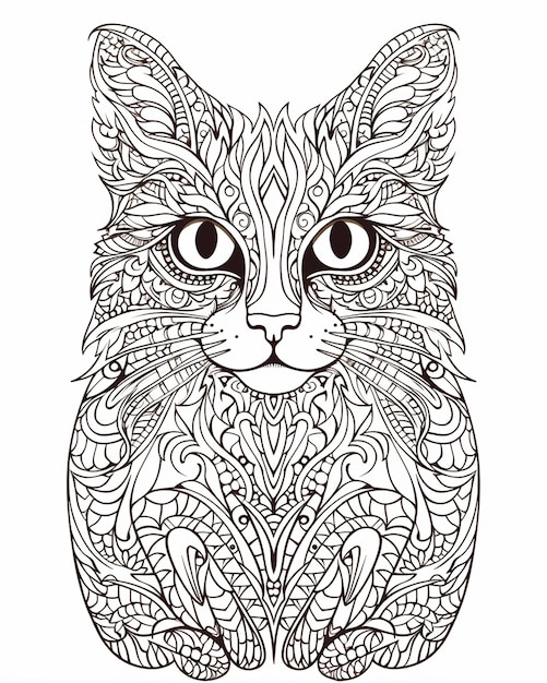 Modelo de libro para colorear para gatos adultos