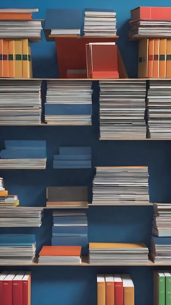 Modelo de libro de revistas de catálogo en blanco sobre fondo azul