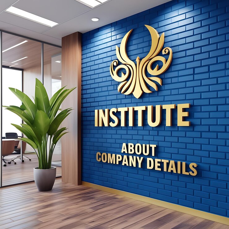 Modelo del logotipo del interior de la oficina moderna