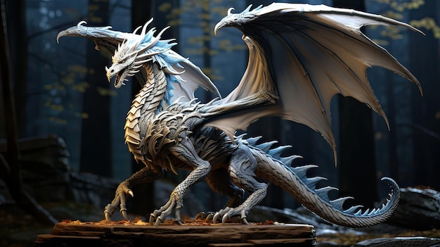 Un modelo maravillosamente detallado e intrincadamente diseñado que retrata a un dragón mítico que muestra encanto mítico escamas intrincadas características realistas y arte excepcional generado por IA