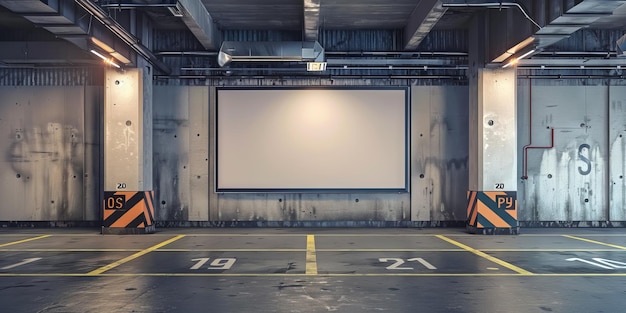 Foto modelo de marco de cartel en el estacionamiento del sótano diseño de marco de anuncio temático de negocio de publicidad