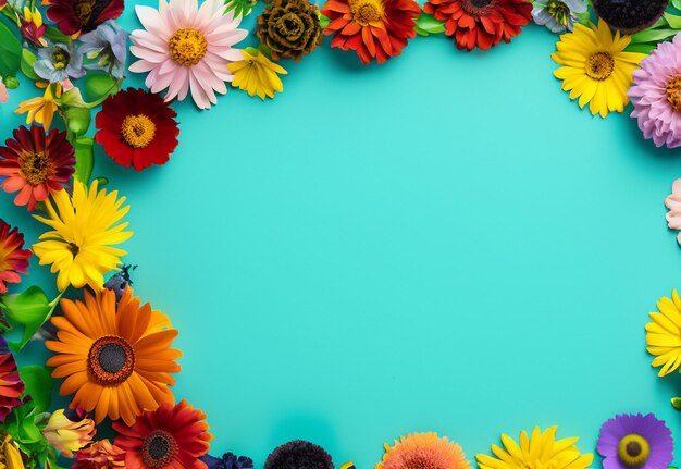 Foto modelo de marco de fondo con flores de colores